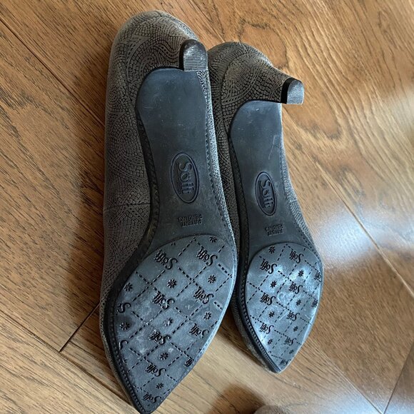 Escarpin petit talon en suède texturé bleu-gris - Picture 5 of 5